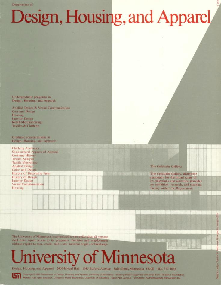 Cover of Design, Housing, and Apparel brochure/booklet/poster